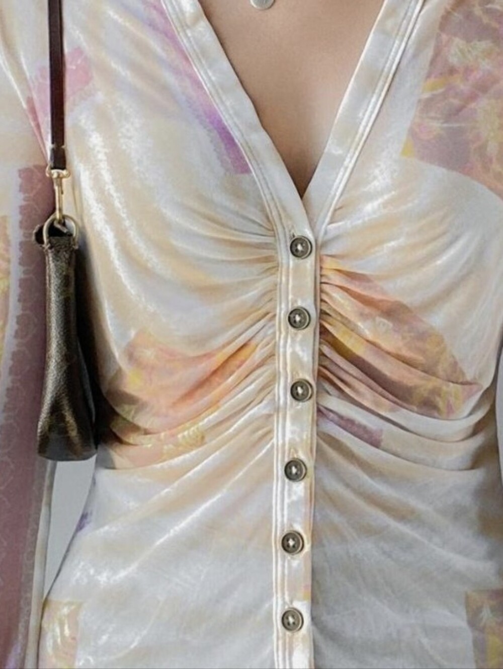 Free People Lucky Shirtee Button Up - Light Combo Xl - Picture 2 of 4